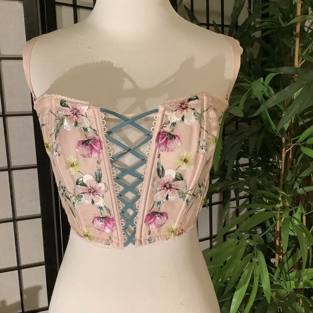 Victoria's Secret Dream Angels Floral Embroidered Bustier Top